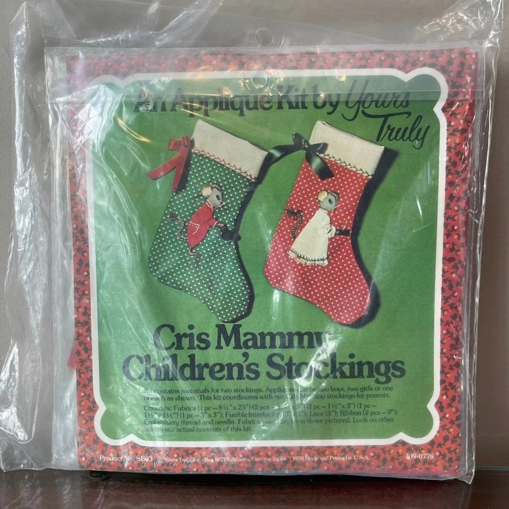 Vintage Applique Cris Mammy Christmas stocking kit- Sealed